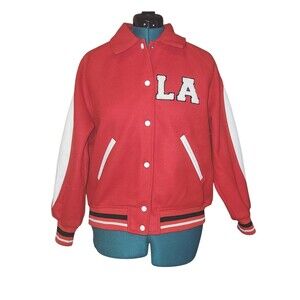 FOREVER 21 Red Varsity LA Letterman Jacket 'Established in 91' on back Small